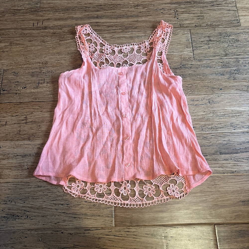 Vintage Coral Lace Detail Tank Top
